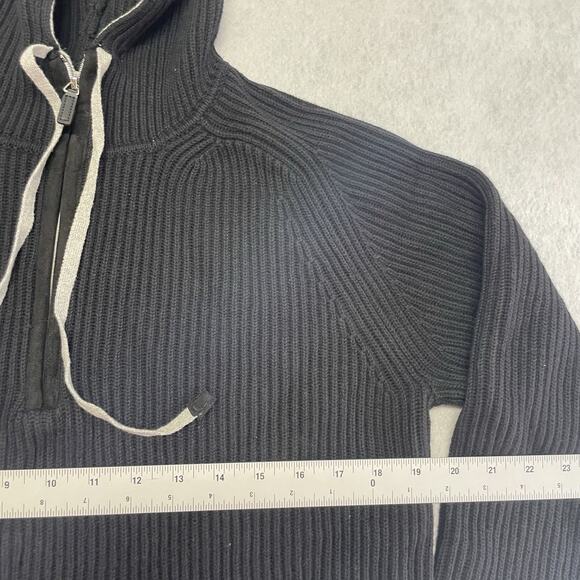 Collars & Co Mens Holland 1/4 Zip Hoodie Small Black Cashmere Blend New - Picture 5 of 6